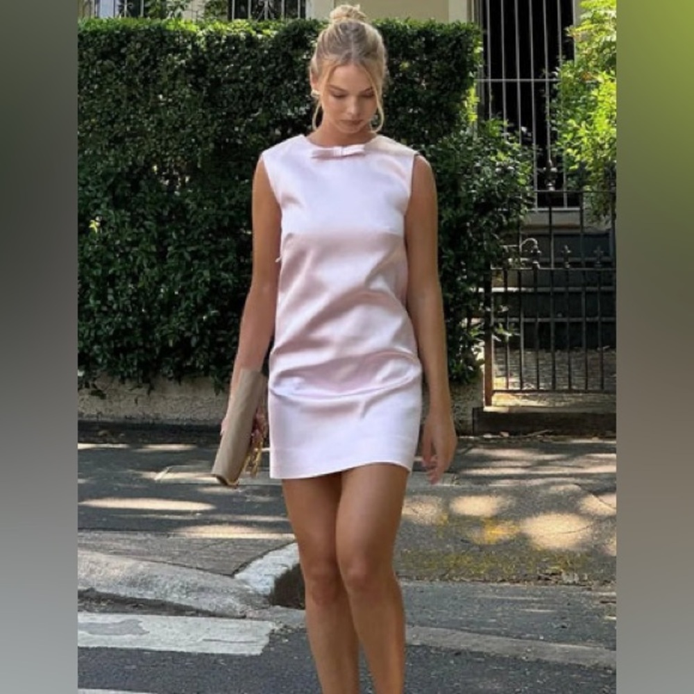 Commense Pale Pink Satin Mini Dress